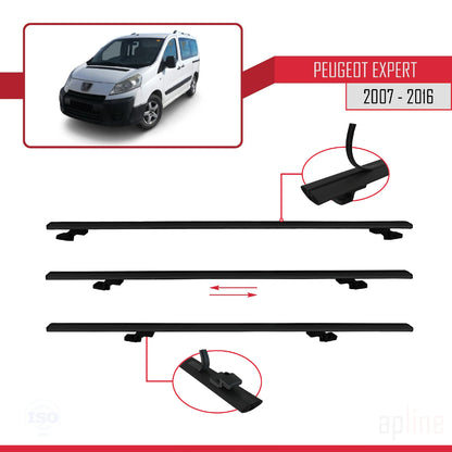 Compatible avec Peugeot Expert 2 2007-2016 BASIC Model Barres de Toit Railing Porte-Bagages de Voiture Noir Aluminium 4 Barres
