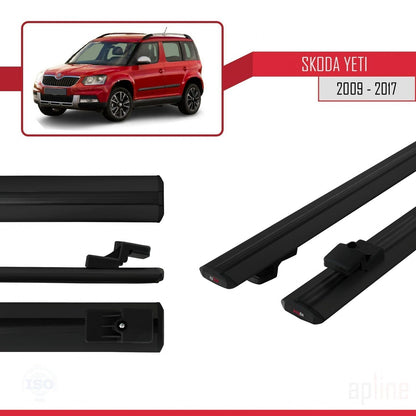 Compatible avec Skoda Yeti 2009-2017  BASIC Model Barres de Toit Railing Porte-Bagages de Voiture Noir Aluminium 2 Barres