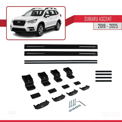 Compatible avec Subaru Ascent 2019-2025 BASIC Model Barres de Toit Railing Porte-Bagages de Voiture Noir Aluminium 2 Barres