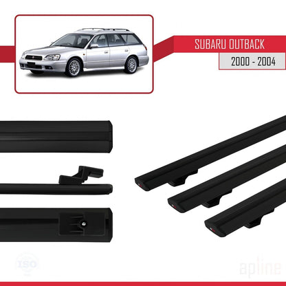 Compatible avec Subaru Outback 2 2000-2004 BASIC Model Barres de Toit Railing Porte-Bagages de Voiture Noir Aluminium 3 Barres