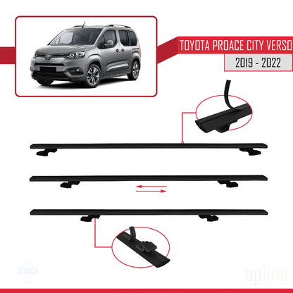 Compatible avec Toyota Proace City Verso 2019-2022 BASIC Model Barres de Toit Railing Porte-Bagages de Voiture Noir Aluminium 2 Barres