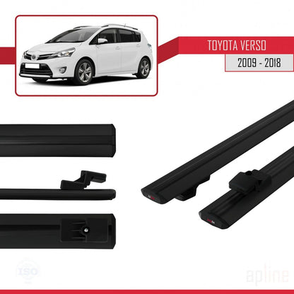 Compatible avec Toyota Verso (AR20) 2009-2018 BASIC Model Barres de Toit Railing Porte-Bagages de Voiture Noir Aluminium 2 Barres