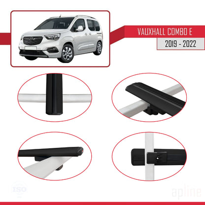 Compatible avec Vauxhall Combo E Life 2019-2022 BASIC Model Barres de Toit Railing Porte-Bagages de Voiture Noir Aluminium 3 Barres