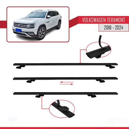 Compatible avec Volkswagen Teramont (CA1) 2018-2024 BASIC Model Barres de Toit Railing Porte-Bagages de Voiture Noir Aluminium 3 Barres