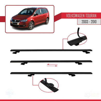 Compatible avec Volkswagen Touran (1T) Pre-Facelift 2003-2010 BASIC Model Barres de Toit Railing Porte-Bagages de Voiture Noir Aluminium 2 Barres