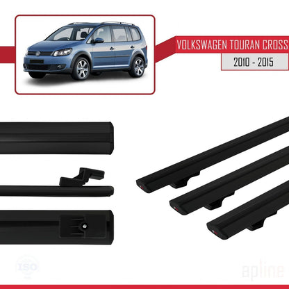 Compatible avec Volkswagen Touran Cross Post-Facelift 2010-2015 BASIC Model Barres de Toit Railing Porte-Bagages de Voiture Noir Aluminium 3 Barres