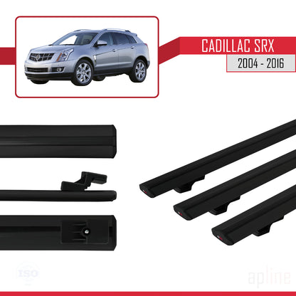 Compatible avec Cadillac SRX 2004-2016 BASIC Model Barres de Toit Railing Porte-Bagages de Voiture Noir Aluminium 3 Barres