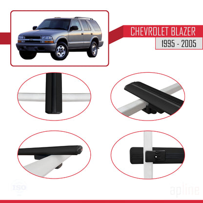 Compatible avec Chevrolet Blazer 1995-2005 BASIC Model Barres de Toit Railing Porte-Bagages de Voiture Noir Aluminium 2 Barres