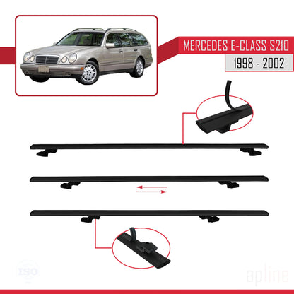 Compatible avec Mercedes E Class S210 Wagon 1998-2002 BASIC Model Barres de Toit Railing Porte-Bagages de Voiture Noir Aluminium 3 Barres