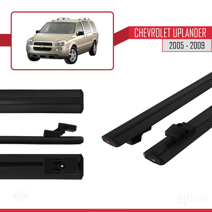 Compatible avec Chevrolet Uplander 2005-2009 BASIC Model Barres de Toit Railing Porte-Bagages de Voiture Noir Aluminium 2 Barres