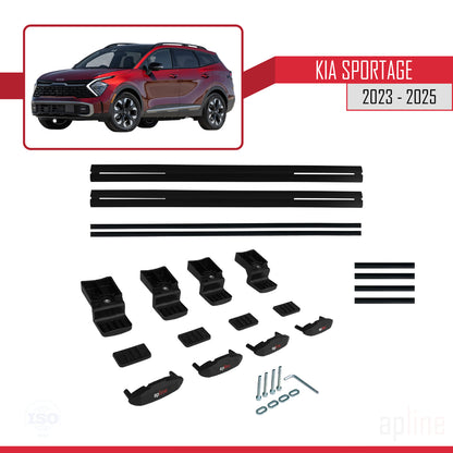 Compatible avec Kia Sportage 2023-2025 BASIC Model Barres de Toit Railing Porte-Bagages de Voiture Noir Aluminium 2 Barres