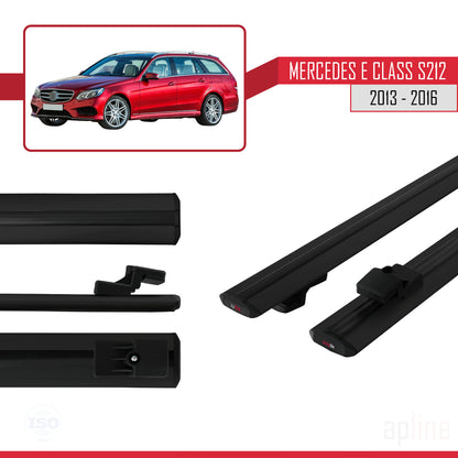 Compatible avec Mercedes E Class S212 2013-2016 BASIC Model Barres de Toit Railing Porte-Bagages de Voiture Noir Aluminium 2 Barres
