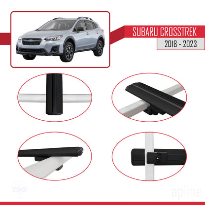 Compatible avec Subaru Crosstrek 2018-2023 BASIC Model Barres de Toit Railing Porte-Bagages de Voiture Noir Aluminium 2 Barres