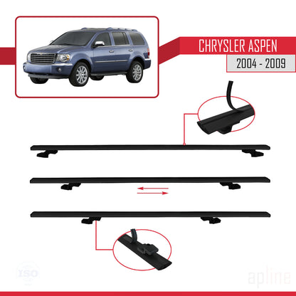 Compatible avec Chrysler Aspen 2004-2009 BASIC Model Barres de Toit Railing Porte-Bagages de Voiture Noir Aluminium 3 Barres