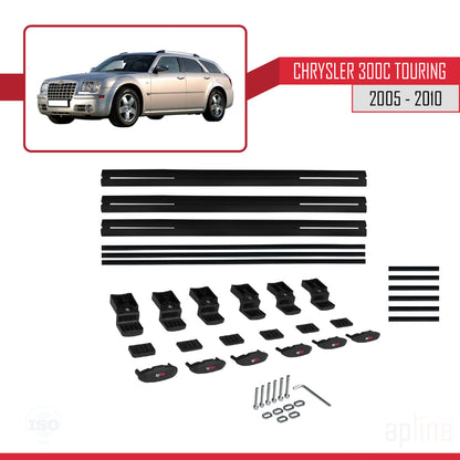 Compatible avec Chrysler 300C Touring 2005-2010 BASIC Model Barres de Toit Railing Porte-Bagages de Voiture Noir Aluminium 3 Barres