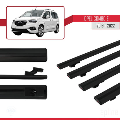 Compatible avec Opel Combo E 2019-2022 BASIC Model Barres de Toit Railing Porte-Bagages de Voiture Noir Aluminium 4 Barres