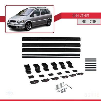 Compatible avec Opel Zafira A (T98) 2001-2005 BASIC Model Barres de Toit Railing Porte-Bagages de Voiture Noir Aluminium 3 Barres
