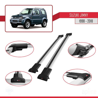 Compatible avec Suzuki Jimny 3 1998-2018 FLY Model Barres de Toit Railing Porte-Bagages de Voiture Gris Aluminium 2 Barres