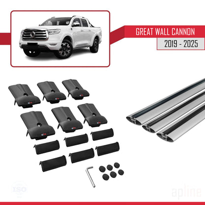 Compatible with Great Wall Cannon 2019-2025 FLY Model Car Roof Rack Cross Bar Grey Aluminium 3 Bars