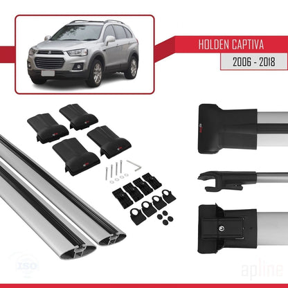 Compatible avec Holden Captiva 2006-2018 FLY Model Barres de Toit Railing Porte-Bagages de Voiture Gris Aluminium 2 Barres