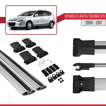 Compatible with Hyundai Elantra Touring (FD) 2009-2012 FLY Model Car Roof Rack Cross Bar Grey Aluminium 2 Bars