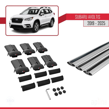 Compatible avec Subaru Evoltis 2019-2025 FLY Model Barres de Toit Railing Porte-Bagages de Voiture Gris Aluminium 3 Barres