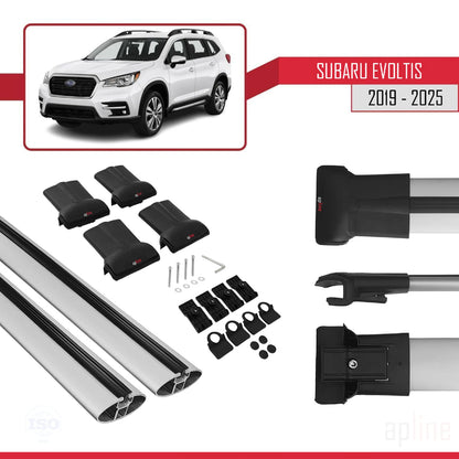 Compatible avec Subaru Evoltis 2019-2025 FLY Model Barres de Toit Railing Porte-Bagages de Voiture Gris Aluminium 2 Barres