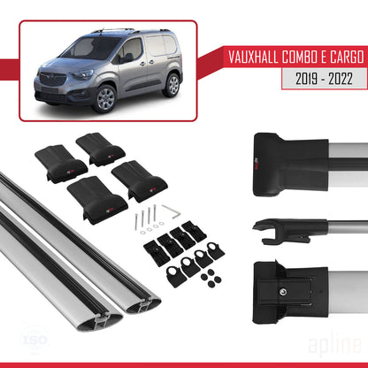 Compatible avec Vauxhall Combo E Cargo 2019-2022 FLY Model Barres de Toit Railing Porte-Bagages de Voiture Gris Aluminium 2 Barres