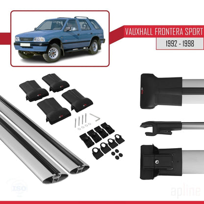 Compatible avec Vauxhall Frontera Sport 1992-1998 FLY Model Barres de Toit Railing Porte-Bagages de Voiture Gris Aluminium 2 Barres