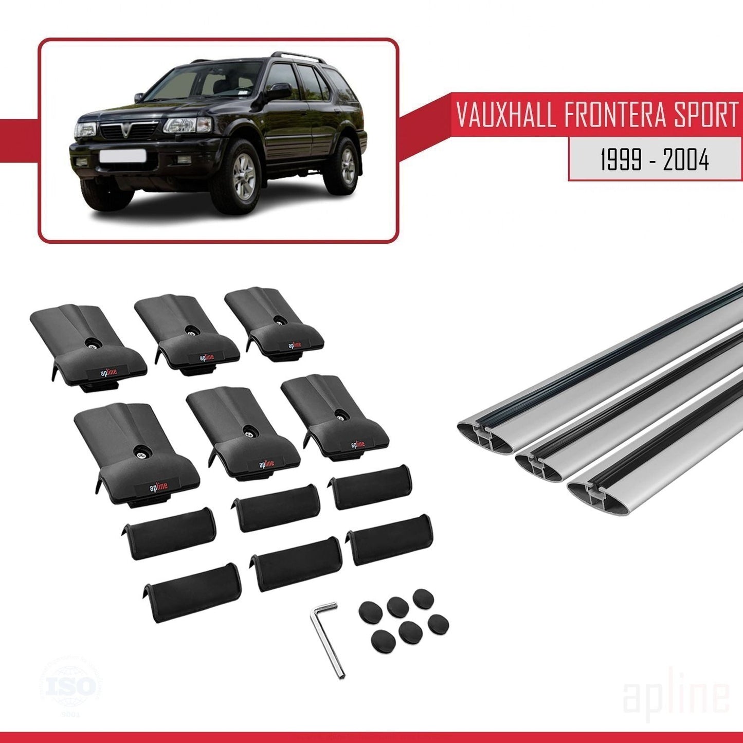 Compatible avec Vauxhall Frontera 2 Sport 1999-2004 FLY Model Barres de Toit Railing Porte-Bagages de Voiture Gris Aluminium 3 Barres