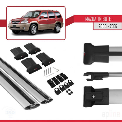 Compatible with Mazda Tribute 2000-2007 FLY Model Car Roof Rack Cross Bar Grey Aluminium 2 Bars