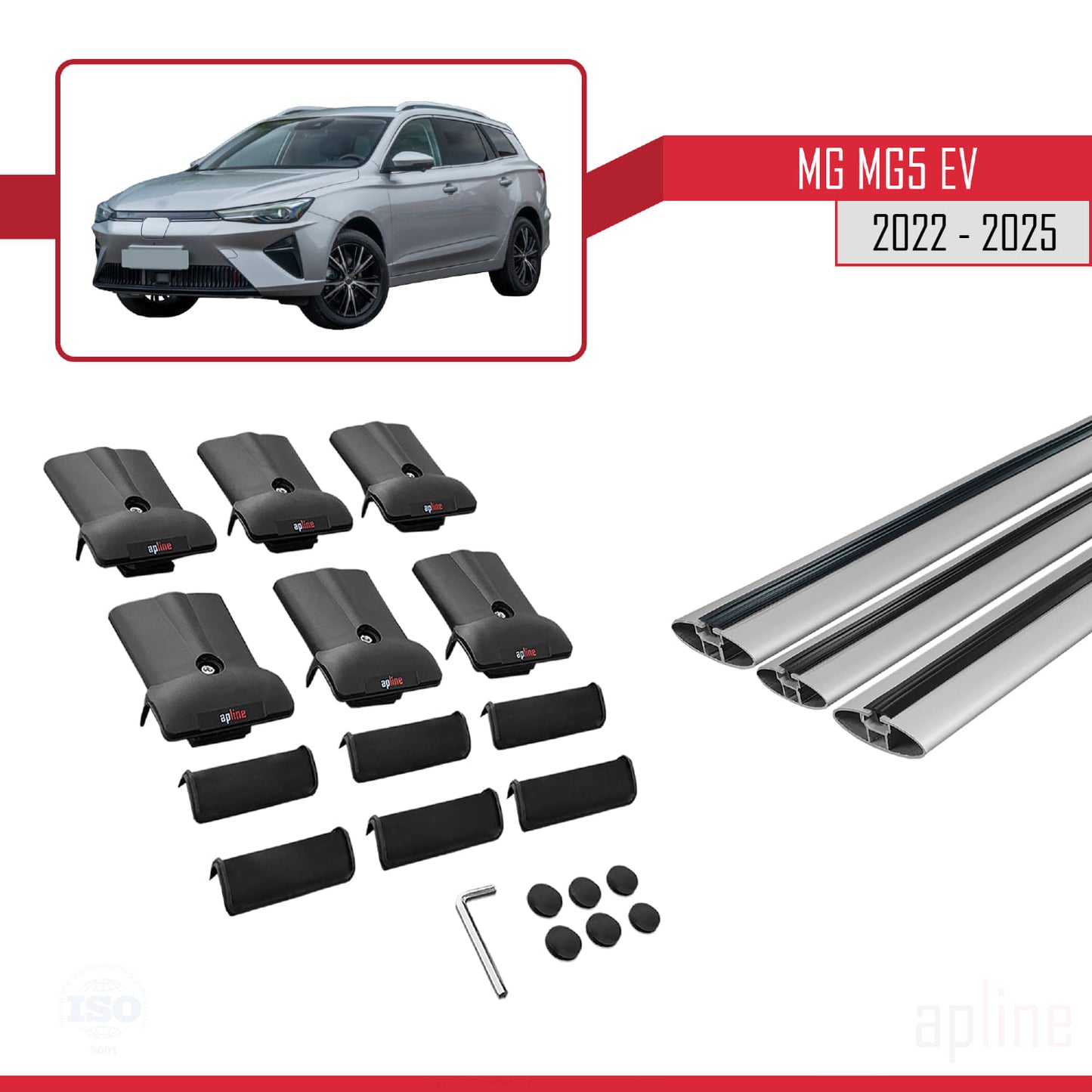 Compatible avec MG 5 EV 2022-2025 FLY Model Barres de Toit Railing Porte-Bagages de Voiture Gris Aluminium 3 Barres