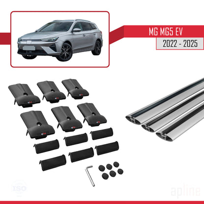 Compatible avec MG 5 EV 2022-2025 FLY Model Barres de Toit Railing Porte-Bagages de Voiture Gris Aluminium 3 Barres