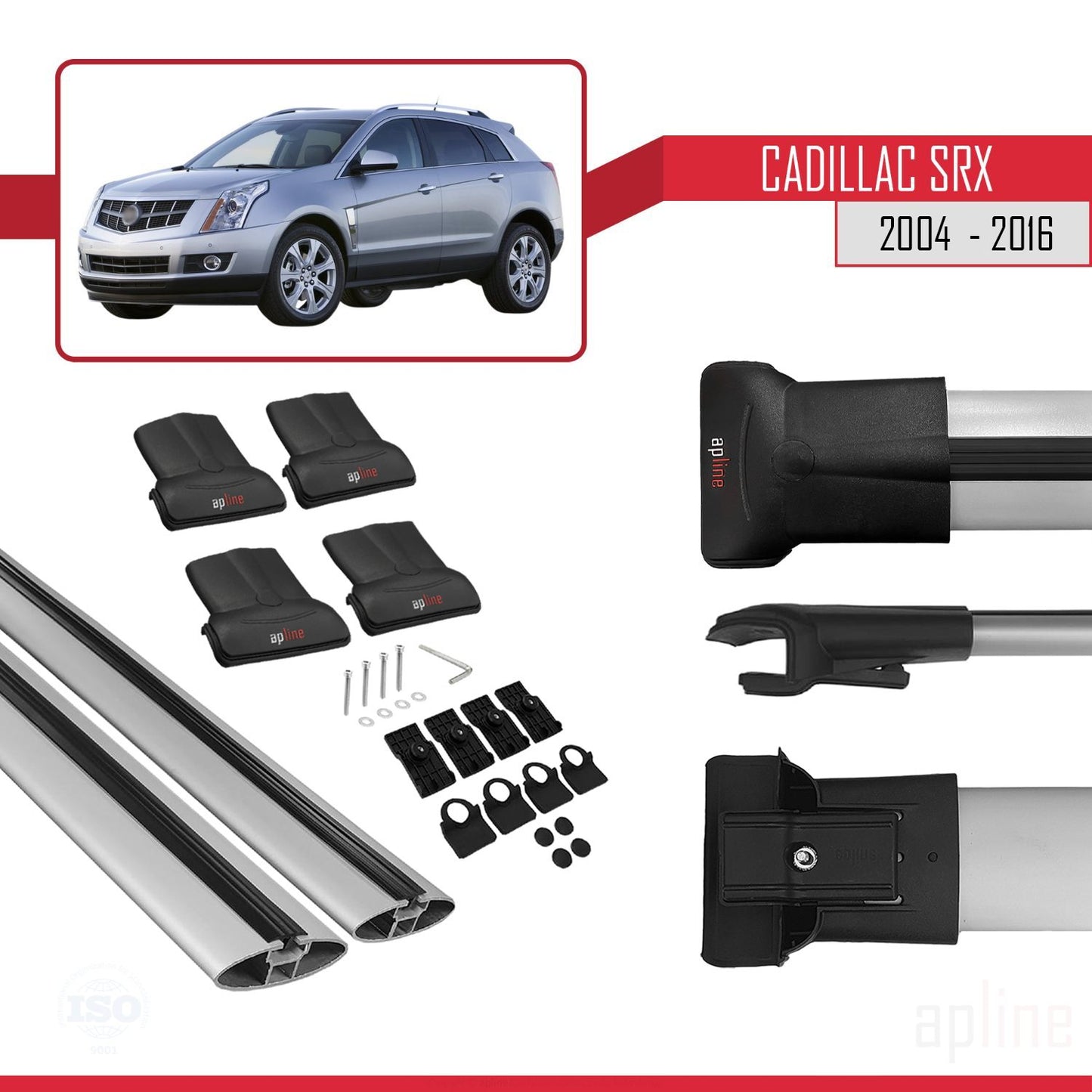 Compatible avec Cadillac SRX 2004-2016 FLY Model Barres de Toit Railing Porte-Bagages de Voiture Gris Aluminium 2 Barres