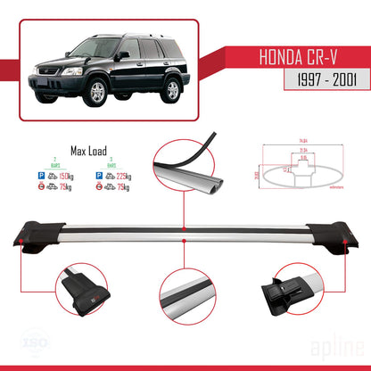Compatible avec Honda CR-V 1997-2001 FLY Model Barres de Toit Railing Porte-Bagages de Voiture Gris Aluminium 3 Barres