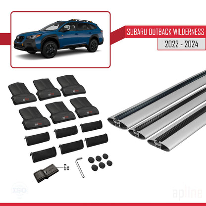 Compatible avec Subaru Outback Wilderness 2022-2024 FLY Model Barres de Toit Railing Porte-Bagages de Voiture Gris Aluminium 3 Barres