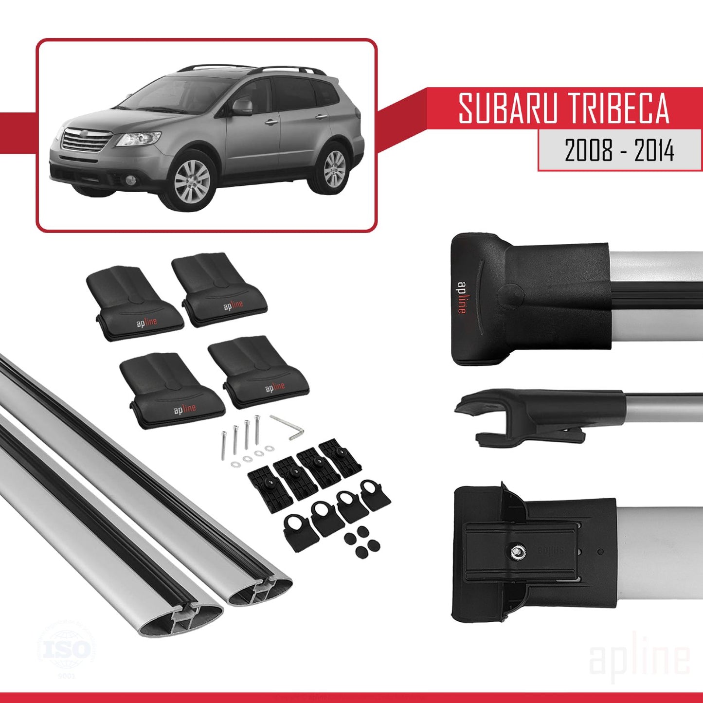 Compatible avec Subaru Tribeca 2008-2014 FLY Model Barres de Toit Railing Porte-Bagages de Voiture Gris Aluminium 2 Barres