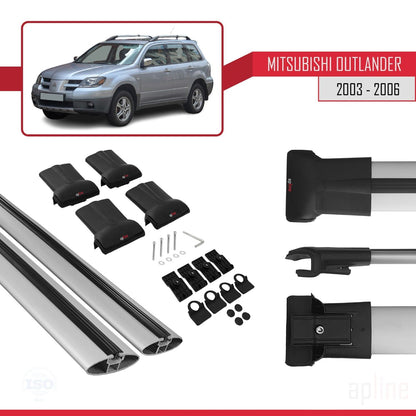 FLY Model Dakdrager bagagedrager compatibel met Mitsubishi Outlander 2003-2006 Spoorstaven Grijs Aluminium 2 Staven