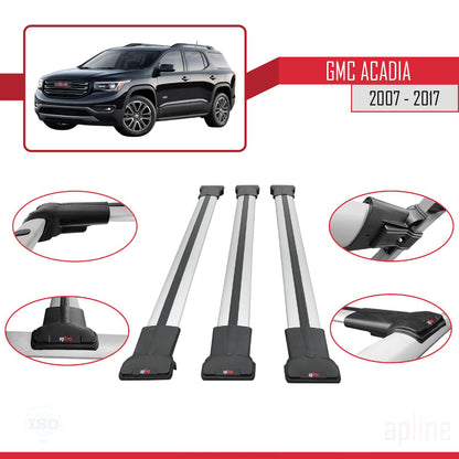 Compatible with GMC Acadia 2007-2017 FLY Model Car Roof Rack Cross Bar Grey Aluminium 3 Bars