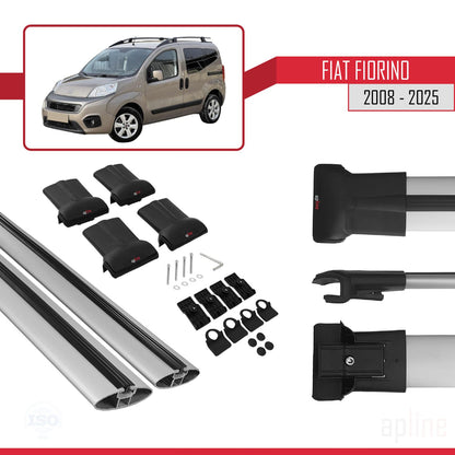 Compatible avec Fiat Fiorino (Modèle Tubulaire) FLY Model Barres de Toit Railing Porte-Bagages de Voiture Gris Aluminium 2 Barres