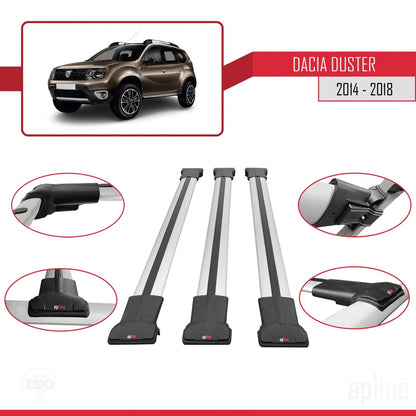 Compatible avec Dacia Duster (HS) Post-Facelift 2014-2017 FLY Model Barres de Toit Railing Porte-Bagages de Voiture Gris Aluminium 3 Barres