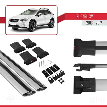 Compatible avec Subaru XV 2013-2017 FLY Model Barres de Toit Railing Porte-Bagages de Voiture Gris Aluminium 2 Barres