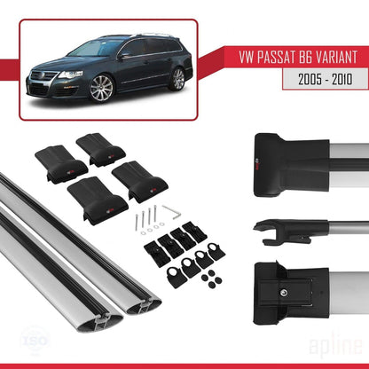 Compatible avec Volkswagen Passat B6 (3C) Variant 2005-2010 FLY Model Barres de Toit Railing Porte-Bagages de Voiture Gris Aluminium 2 Barres