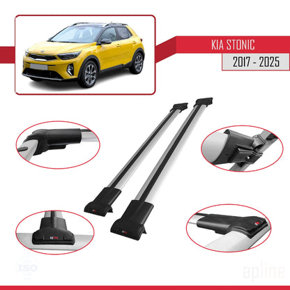 Compatible with Kia Stonic 2017-2025 FLY Model Car Roof Rack Cross Bar Grey Aluminium 2 Bars
