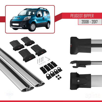 Compatible with Peugeot Bipper 2008-2017 FLY Model Car Roof Rack Cross Bar Grey Aluminium 2 Bars