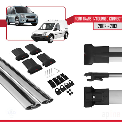 Compatible avec Ford Transit/Tourneo Connect 2002-2013 FLY Model Barres de Toit Railing Porte-Bagages de Voiture Gris Aluminium 2 Barres