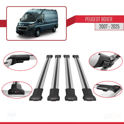 Compatible with Peugeot Boxer 2 2007-2025 FLY Model Car Roof Rack Cross Bar Grey Aluminium 4 Bars