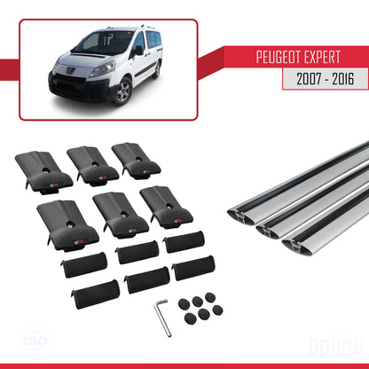 Compatible with Peugeot Expert 2 2007-2016 FLY Model Car Roof Rack Cross Bar Grey Aluminium 3 Bars