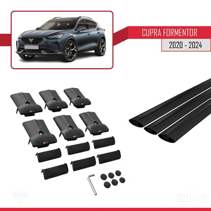 Compatible avec Cupra Formentor 2020-2025 FLY Model Barres de Toit Railing Porte-Bagages de Voiture Noir Aluminium 3 Barres