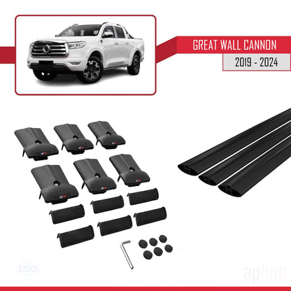 Compatible with Great Wall Cannon 2019-2025 FLY Model Car Roof Rack Cross Bar Black Aluminium 3 Bars